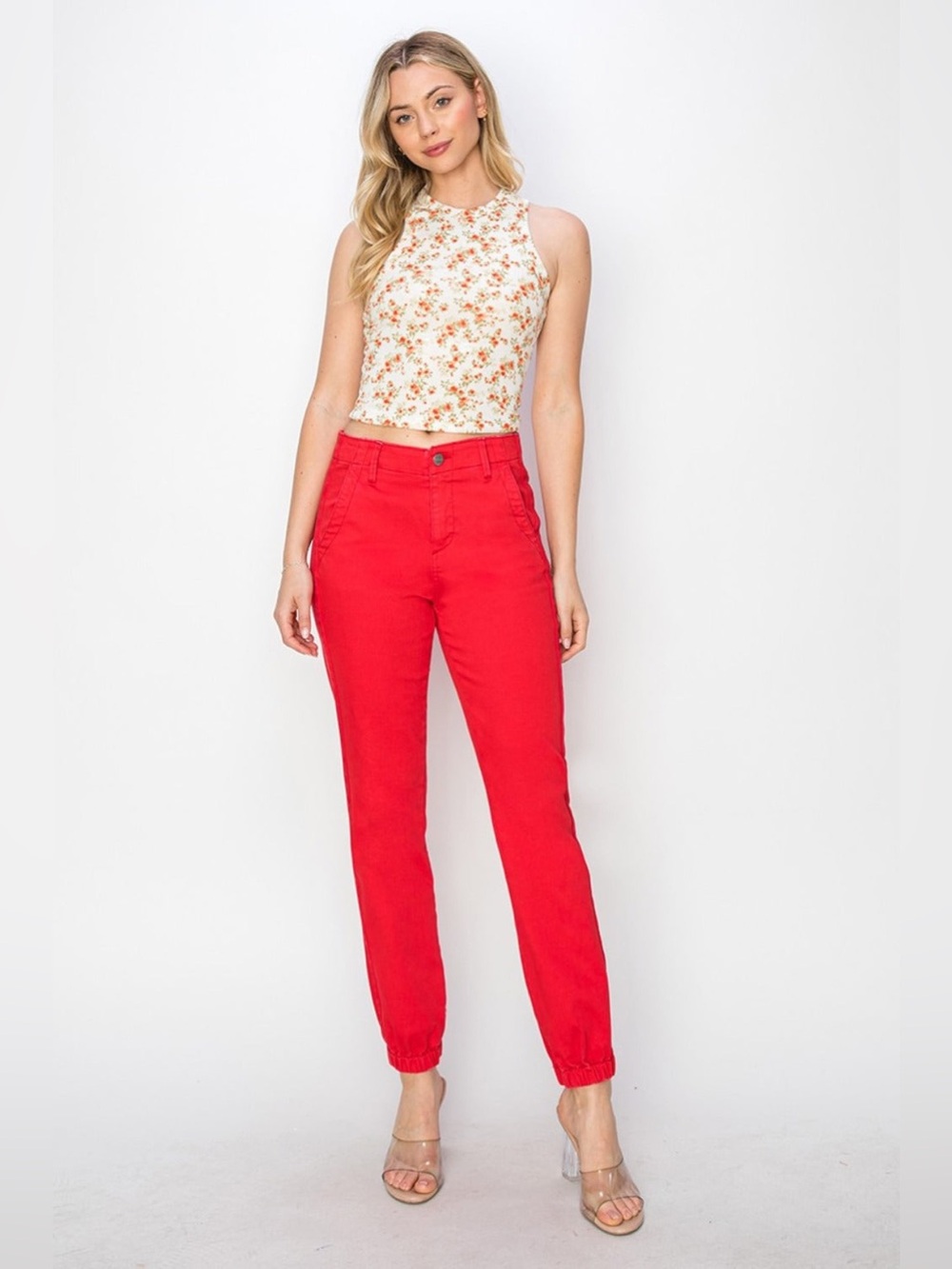 Risen Women’s Red Jogger Jeans